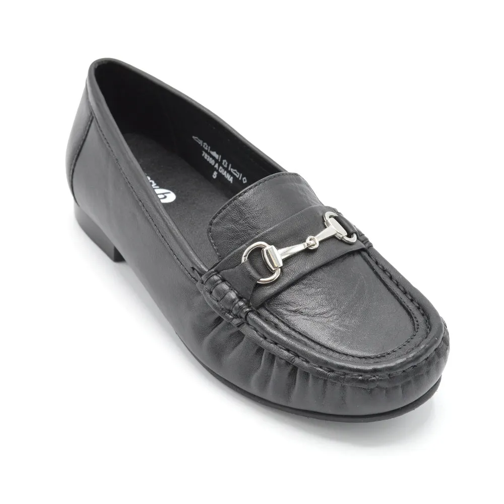 DB Diana - Ladies Wide Fit Moccasin - 4E Fitting - Black