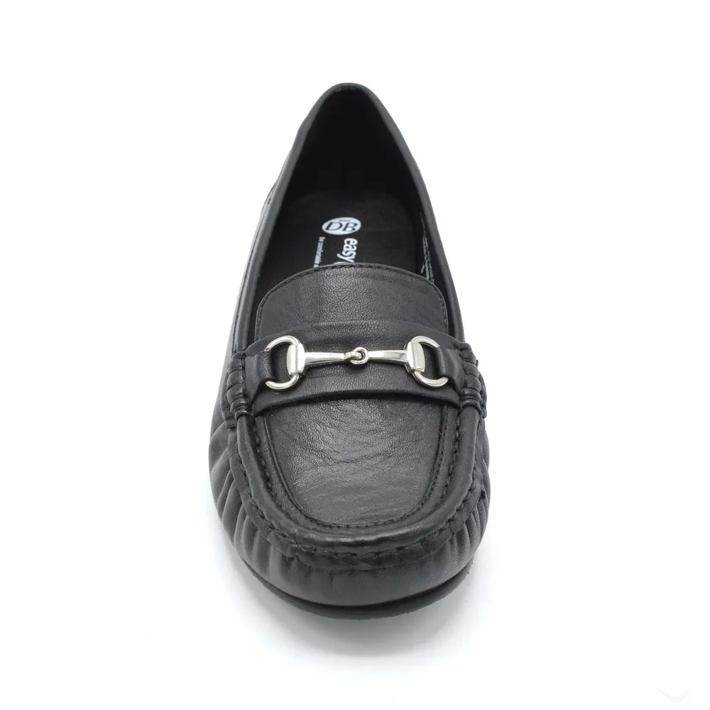 DB Diana - Ladies Wide Fit Moccasin - 4E Fitting - Black