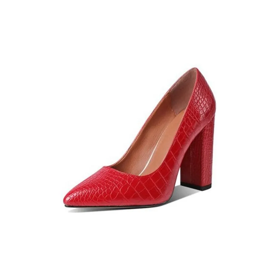 Elegant CrocChic Leather Slip-on Heels