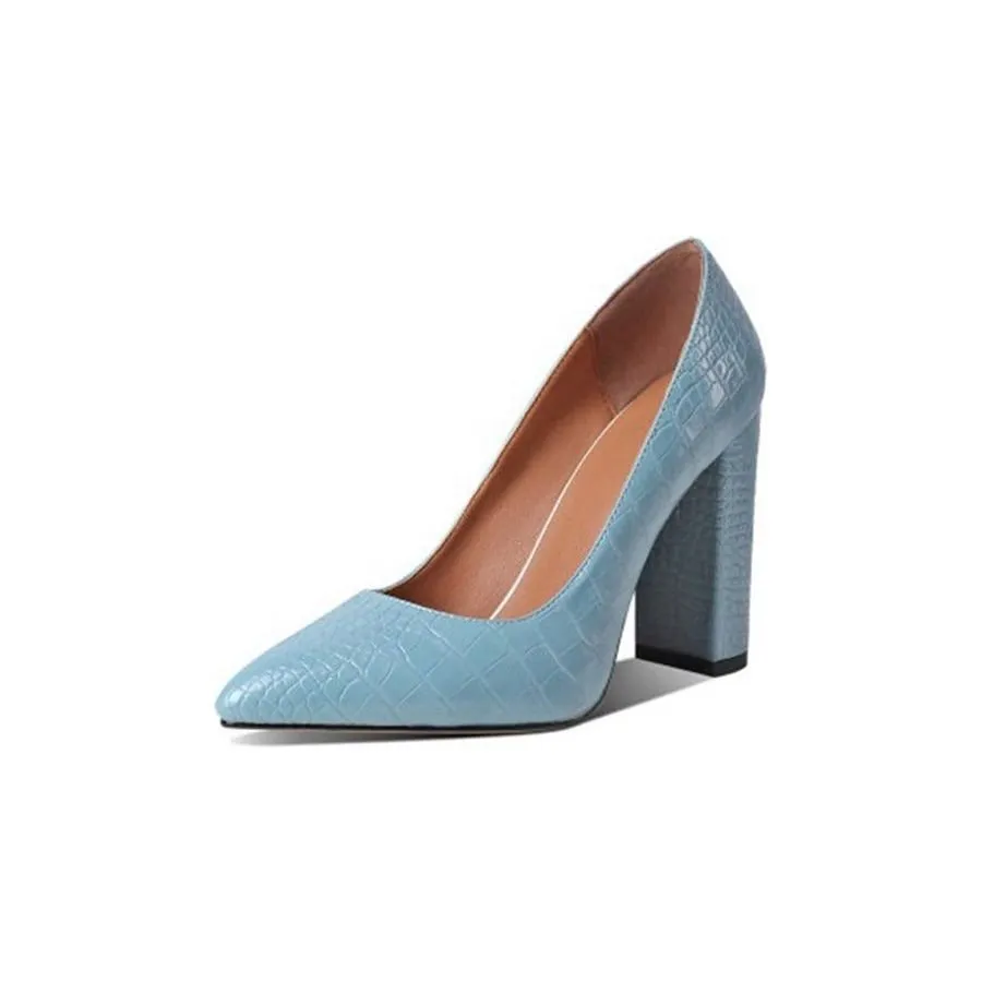 Elegant CrocChic Leather Slip-on Heels