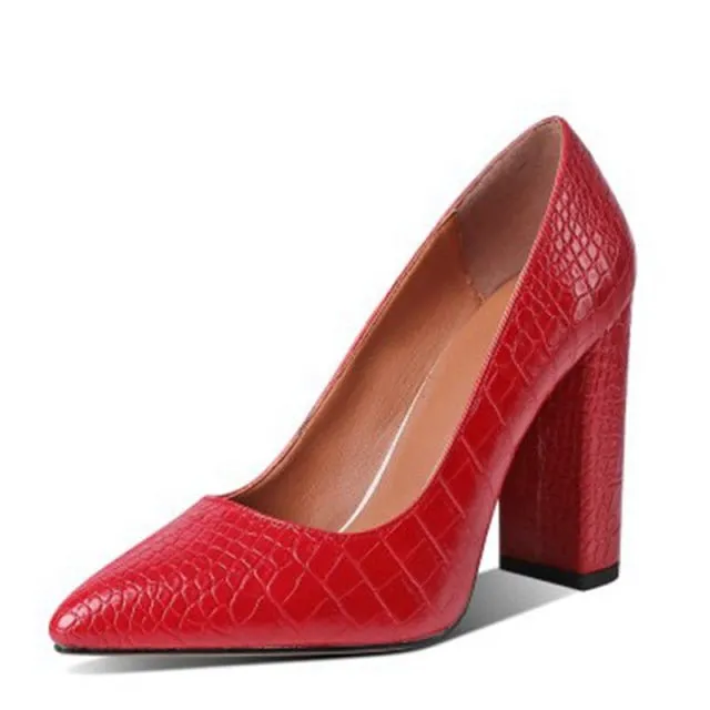 Elegant CrocChic Leather Slip-on Heels