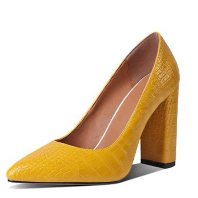 Elegant CrocChic Leather Slip-on Heels