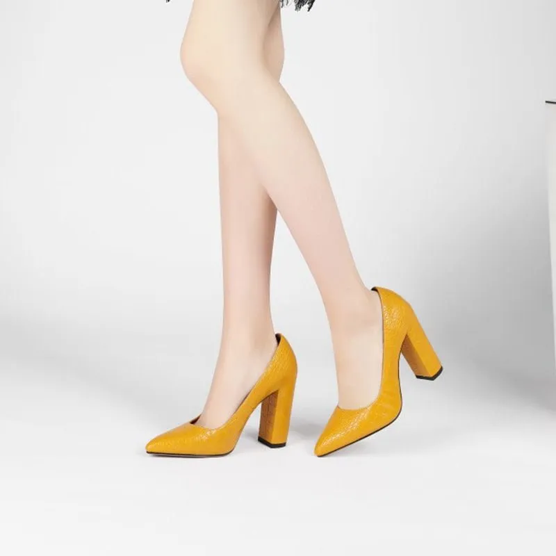 Elegant CrocChic Leather Slip-on Heels