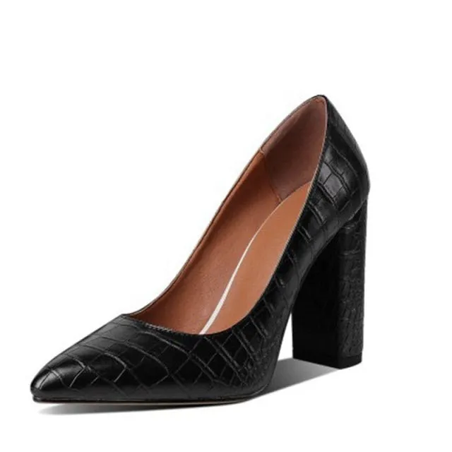 Elegant CrocChic Leather Slip-on Heels