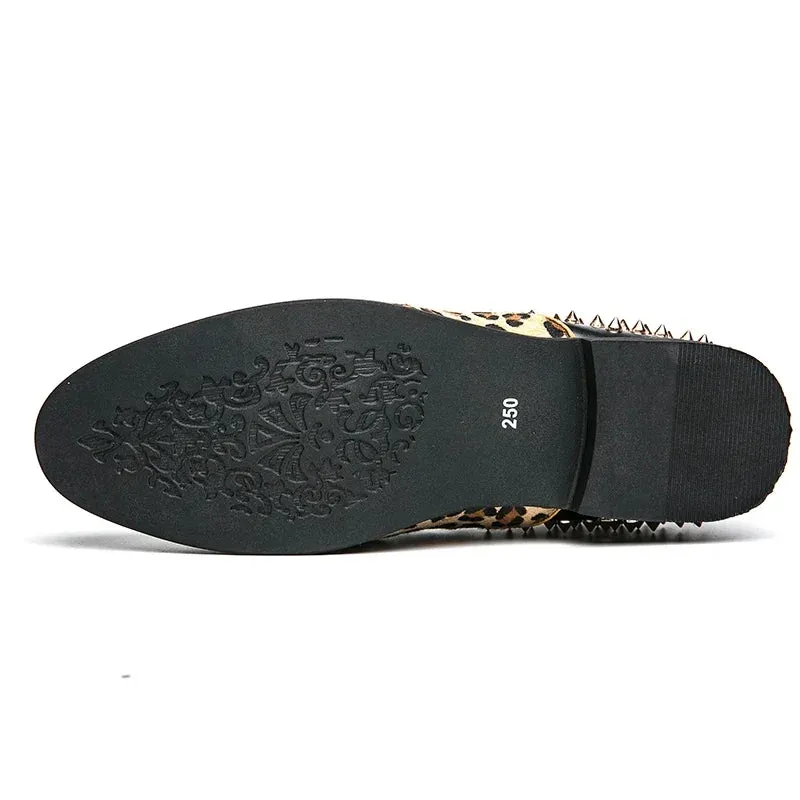 Hnzxzm Mens Luxury Big Size 38-48 Leopard Print Formal Dress Shoes Pointed Top Evening Party Shoes for Men Stylish Boy Yellow Sneakers