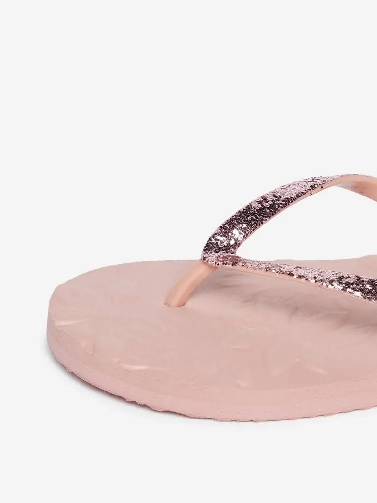 LUNA BLU Pink Embossed Flip-Flops