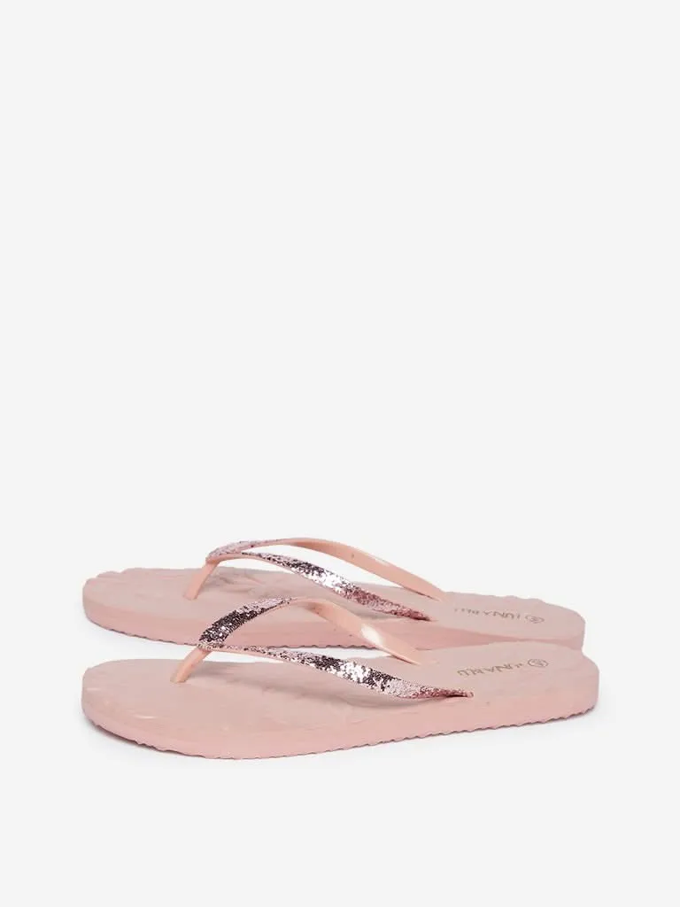 LUNA BLU Pink Embossed Flip-Flops