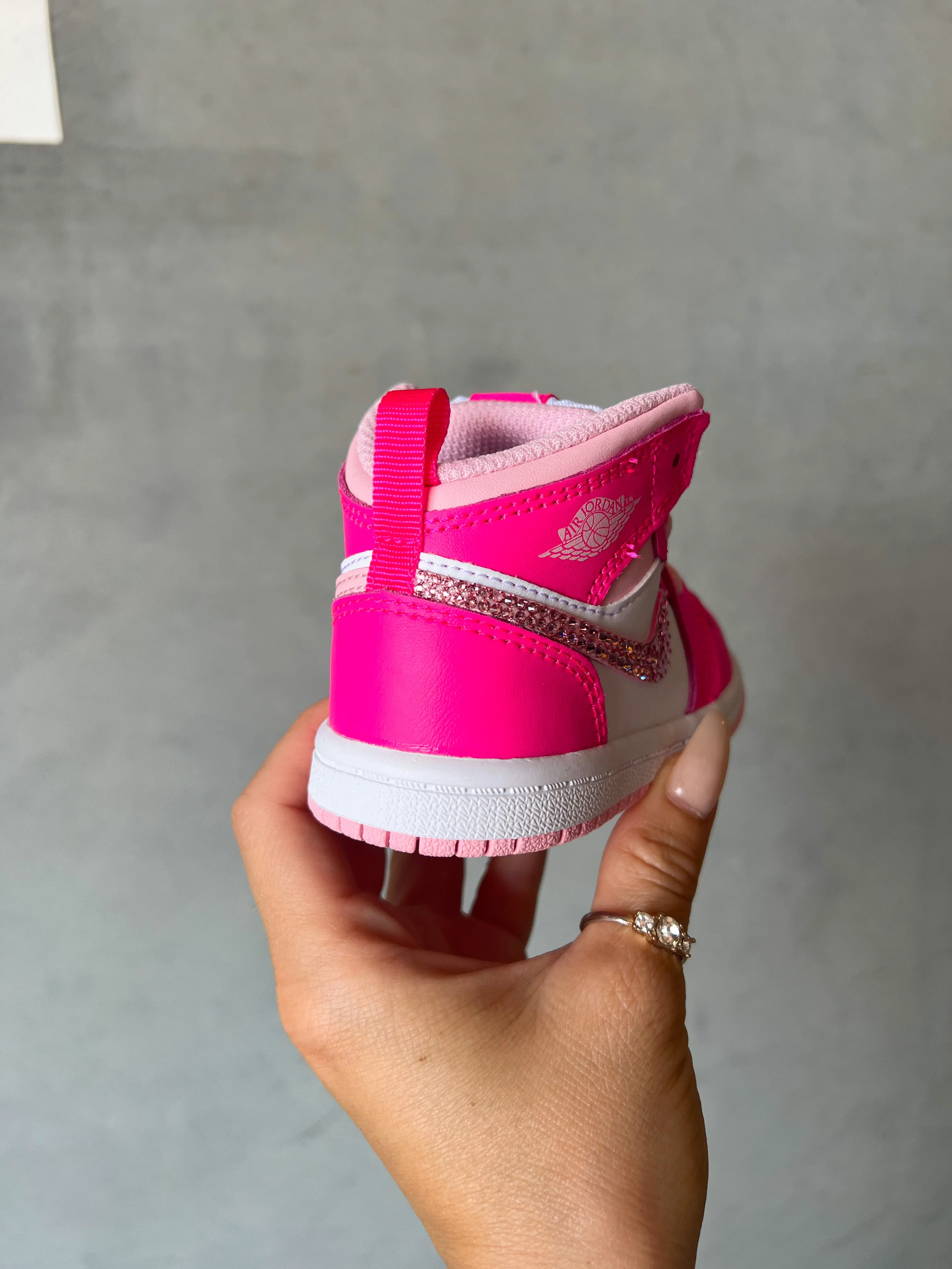 Pink Baby Toddler Pre-School Swarovski Jordan 1 Mid