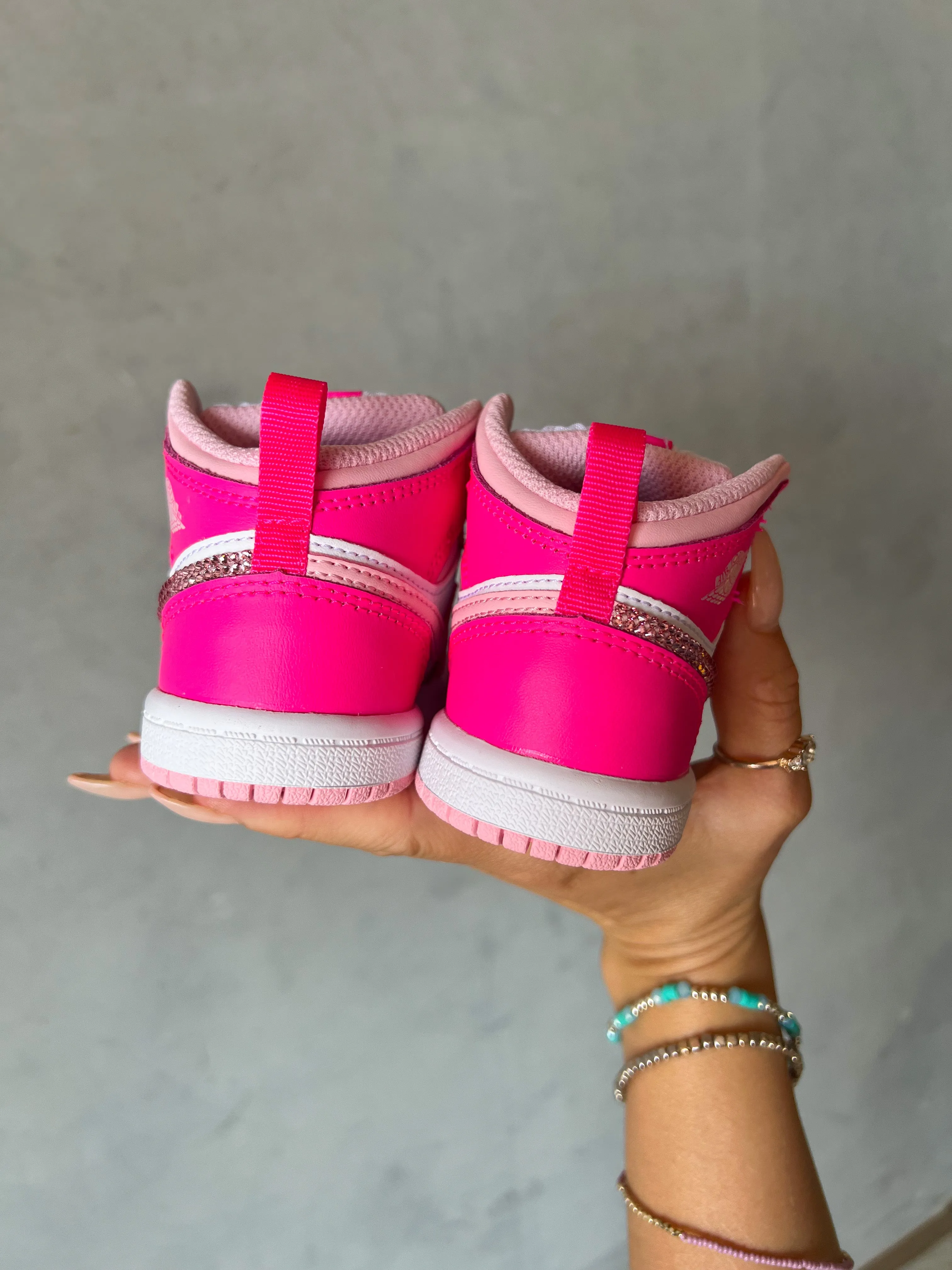 Pink Baby Toddler Pre-School Swarovski Jordan 1 Mid