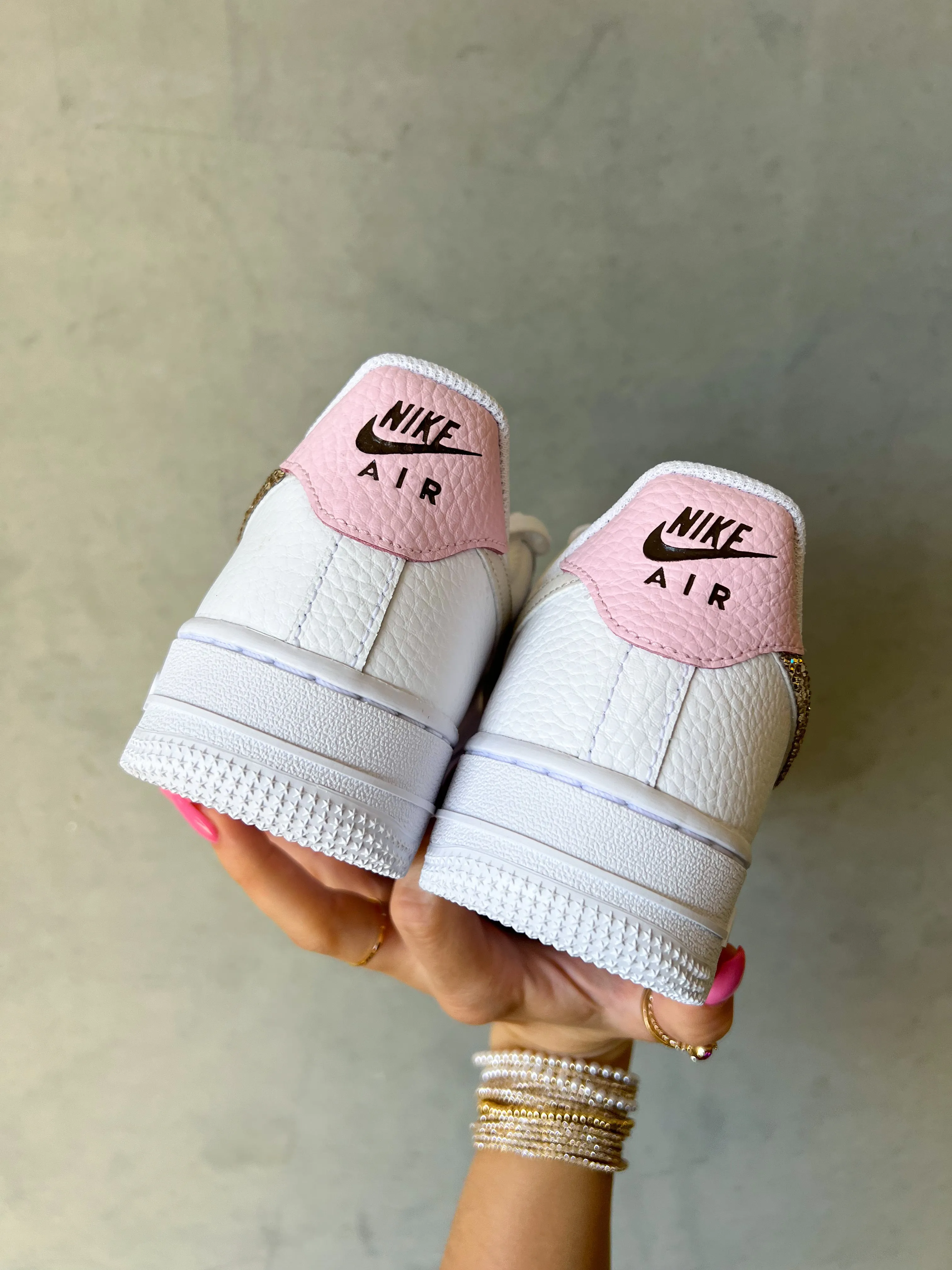 Pink Champagne Swarovski Womens Nike Air Force One
