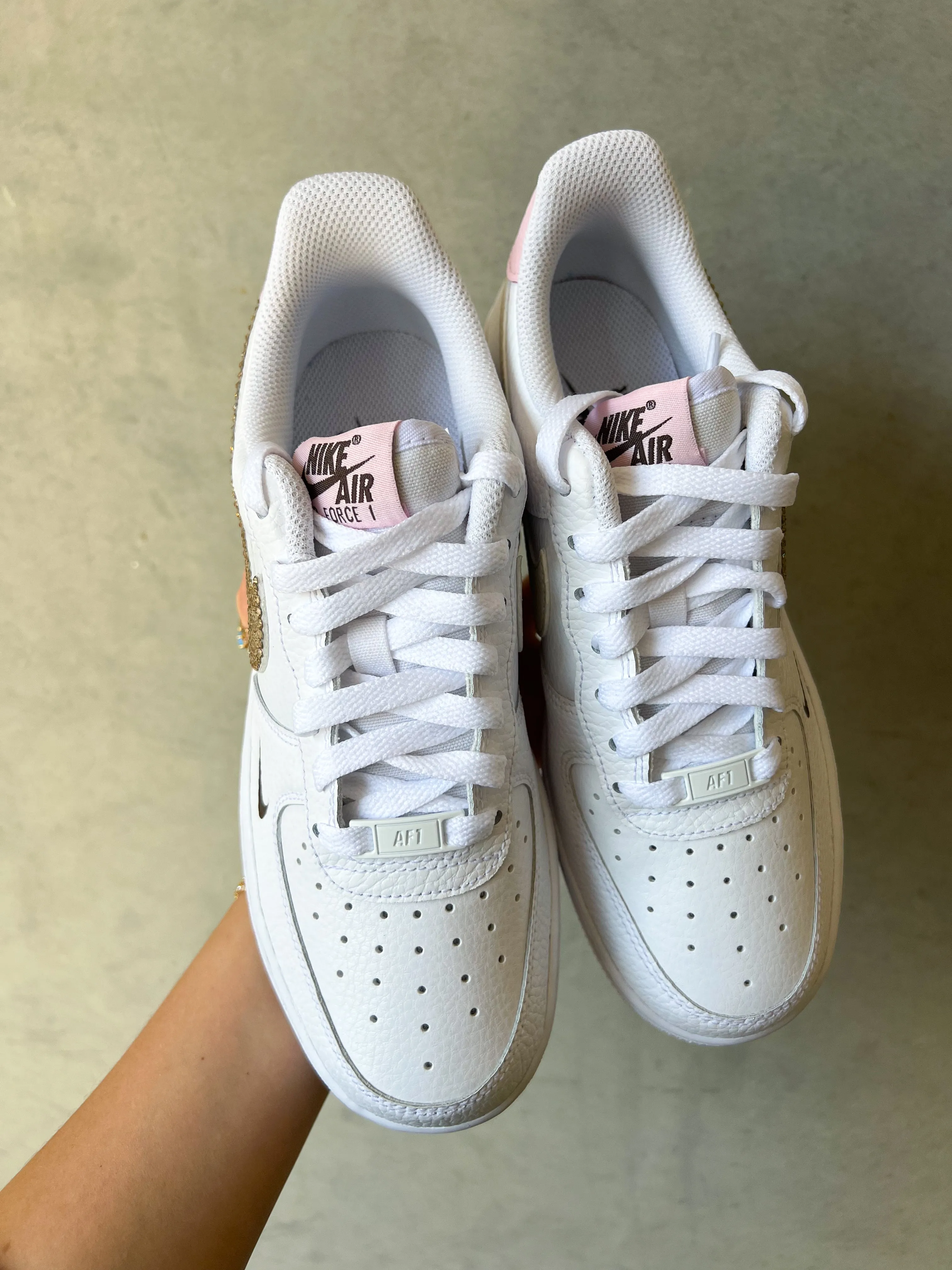 Pink Champagne Swarovski Womens Nike Air Force One