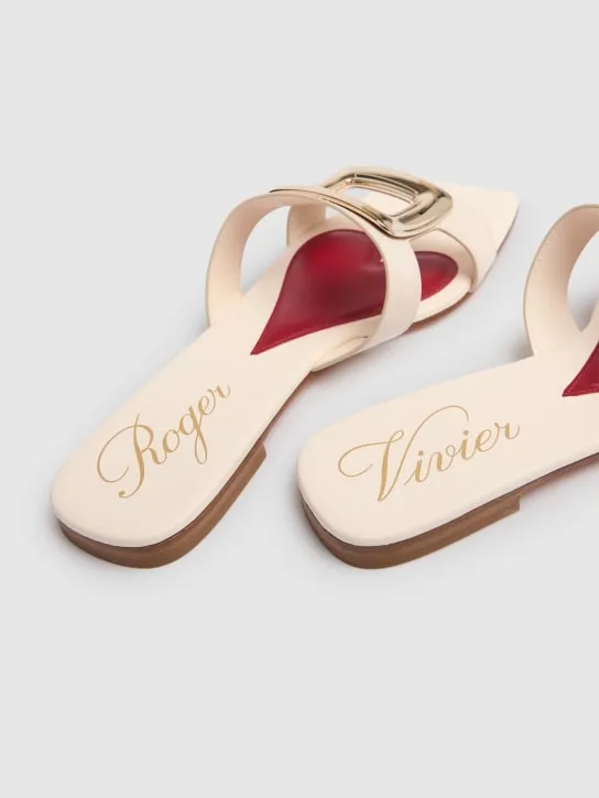 Roger Vivier   5mm New Metal buckle leather slides 