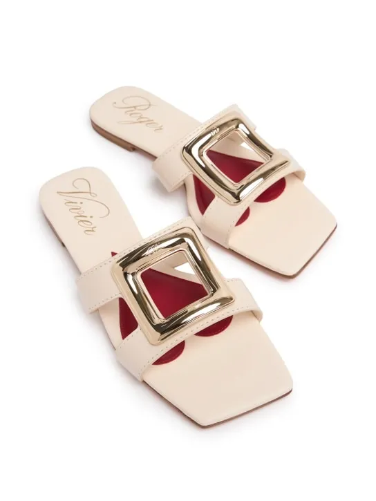 Roger Vivier   5mm New Metal buckle leather slides 