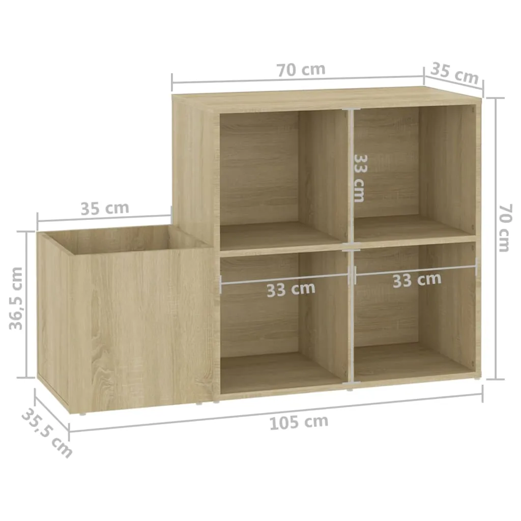 vidaXL Hall Shoe Cabinet Sonoma Oak 105x35.5x70 cm Engineered Wood