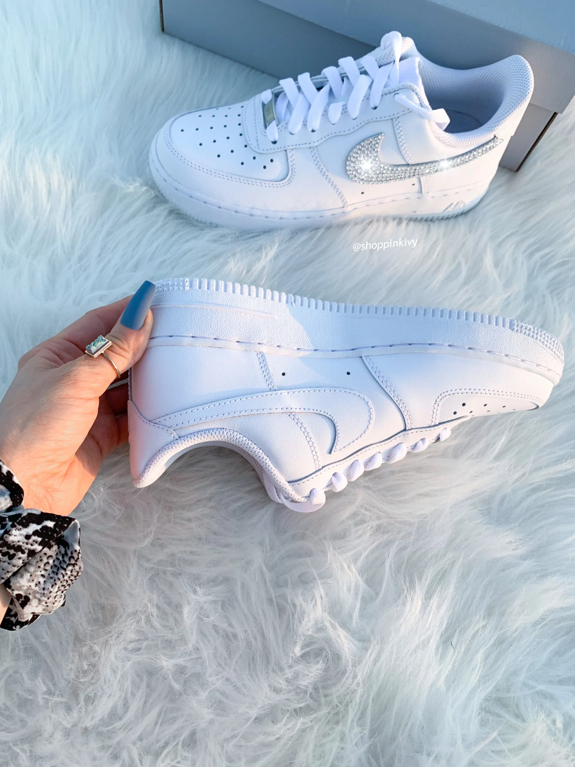 White Swarovski Nike Air Force 1